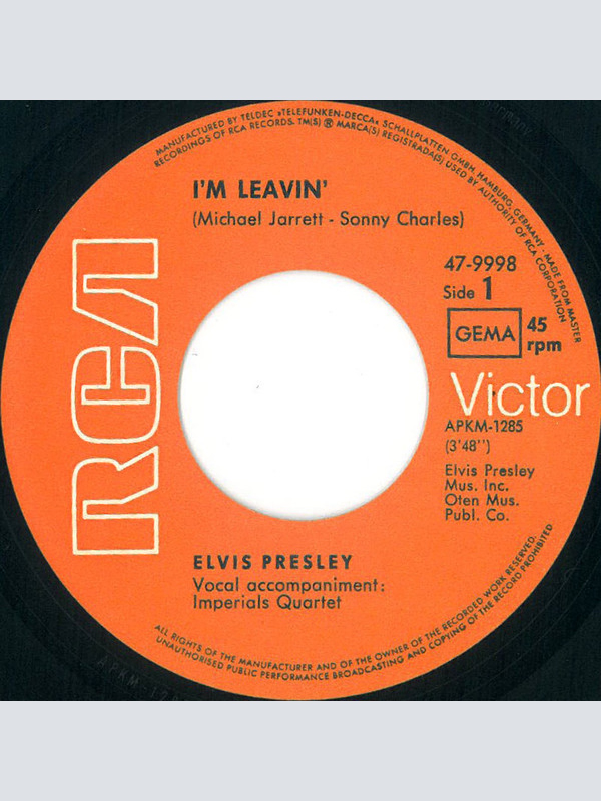 Vinyl / Elvis* - I'm Leavin'