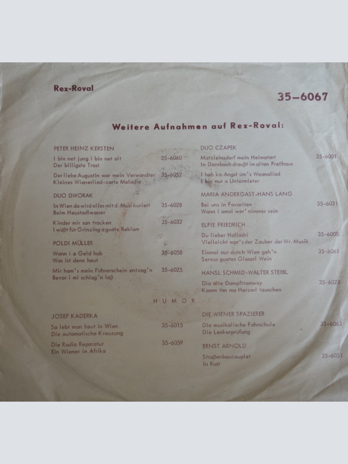 Vinyl / Duo Dworak - Mei' Heilquell'n / Wie I' So Alt War Wie Du