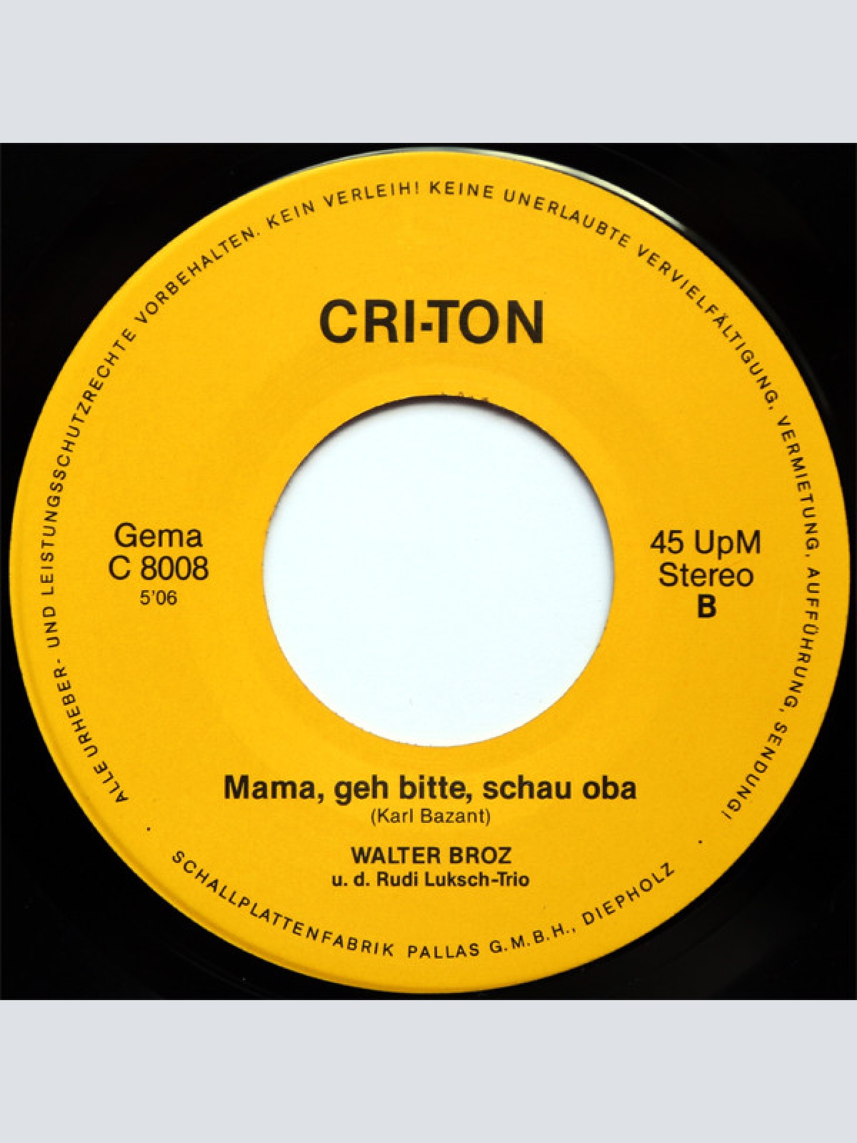 Vinyl / Walter Broz - Am Bahnhof, Am 3er Perron