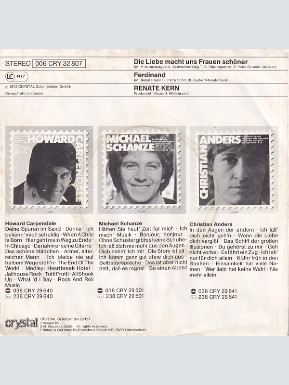 Vinyl / Renate Kern - Die Liebe Macht Uns Frauen Schöner