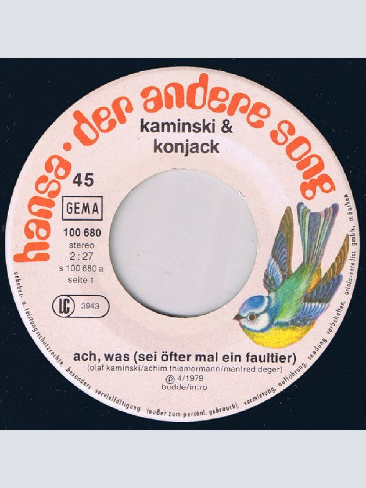 Vinyl / Kaminski & Konjack - Ach, Was (Sei Öfter Mal Ein Faultier)