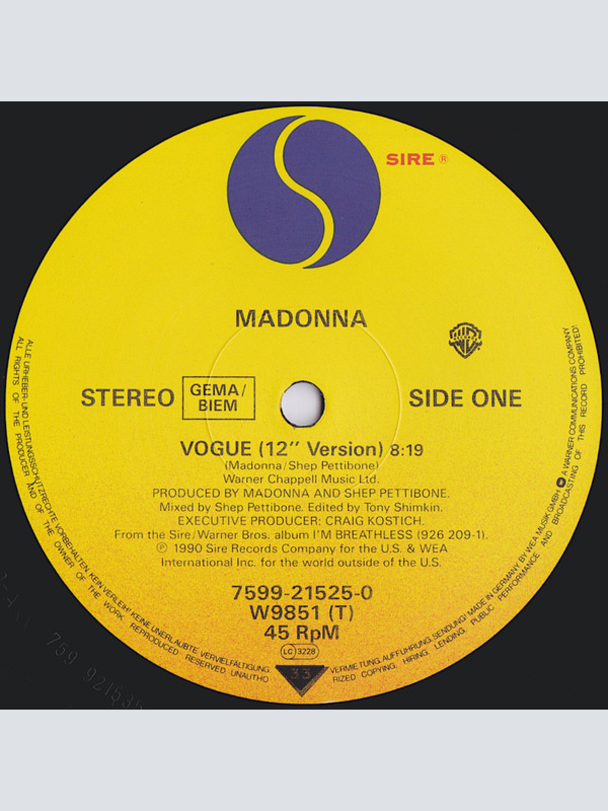 Vinyl / Madonna - Vogue (12" Version)