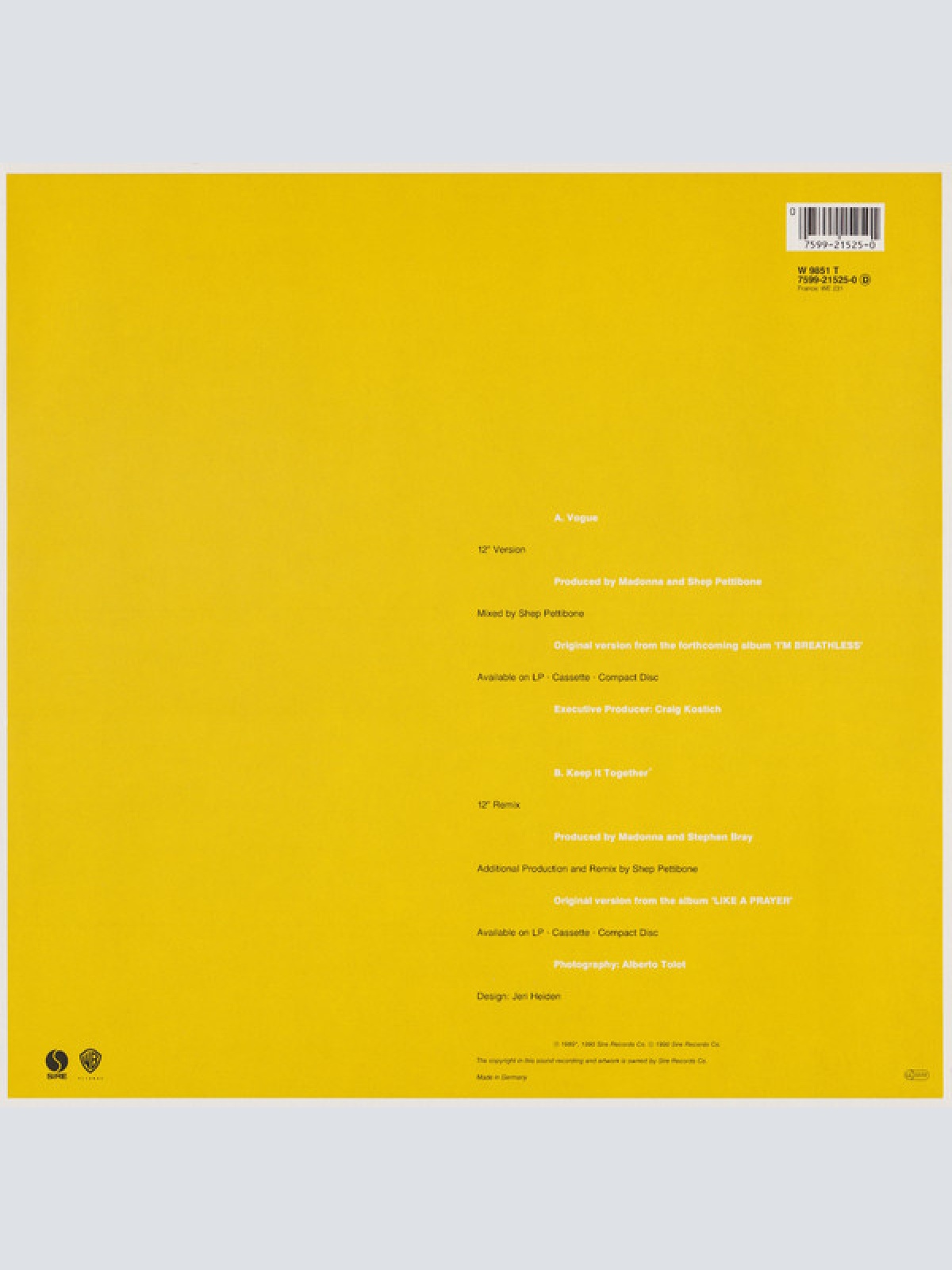 Vinyl / Madonna - Vogue (12" Version)