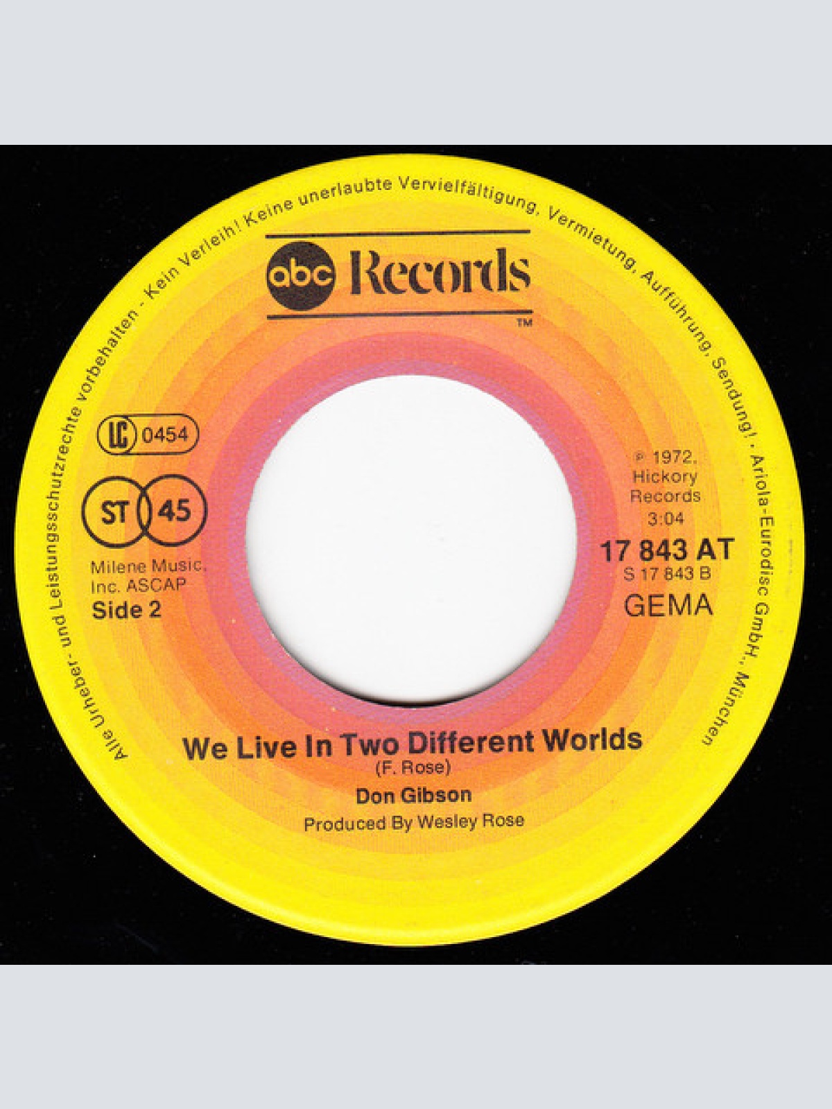 Vinyl / Don Gibson - It's All Over