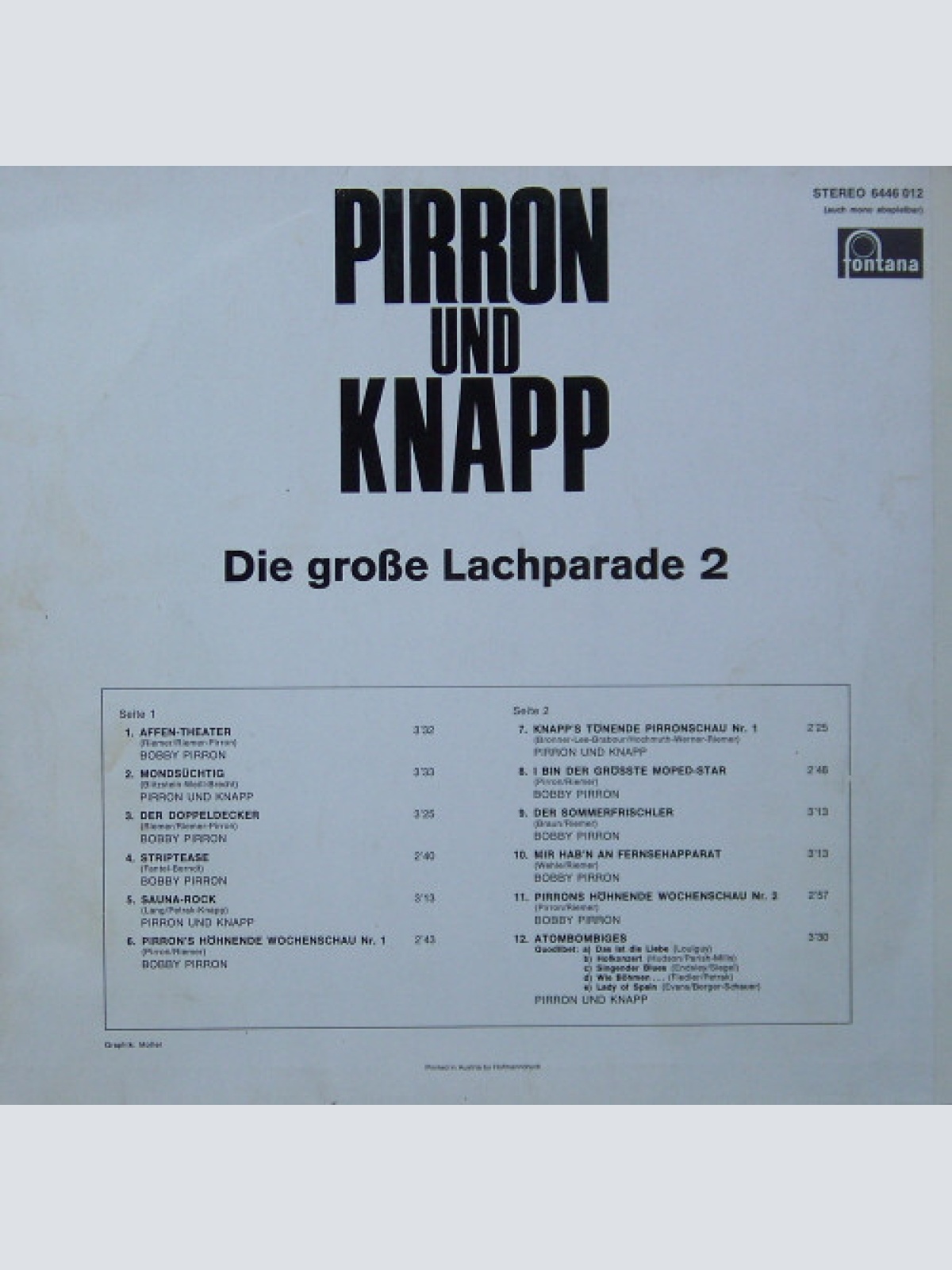 Vinyl / Pirron Und Knapp - Die Große Lachparade 2