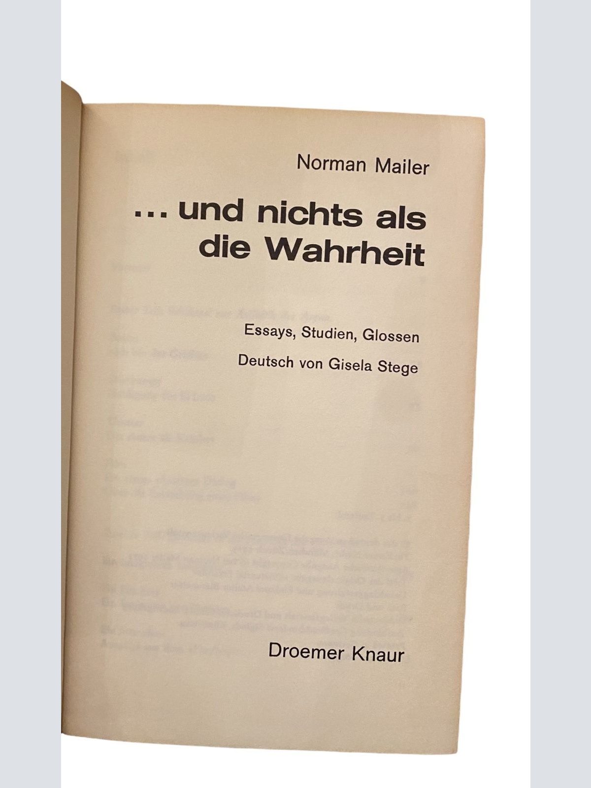 1108 Norman Mailer ...UND NICHTS ALS DIE WAHRHEIT Essays, Studien, Glossen HC