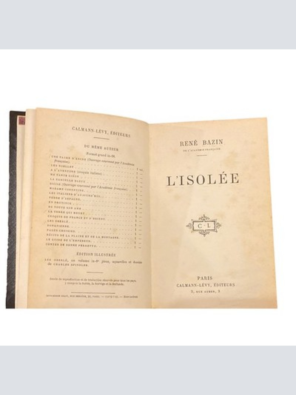 4317 René Bazin (académie francaise) L'ISOLÉE HC Paris