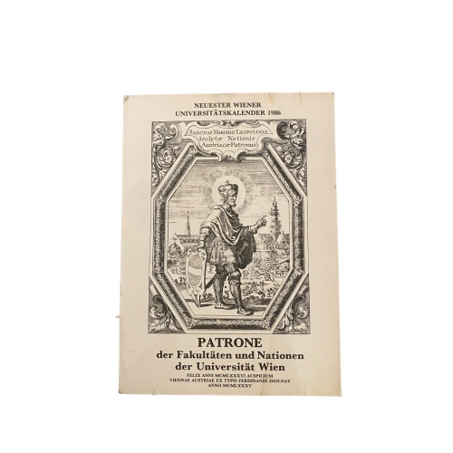 3742 NEUESTER WR. UNIVERSITÄTSKALENDER 1986 PATRONE D. FAKULTÄTEN U. NATIONEN..