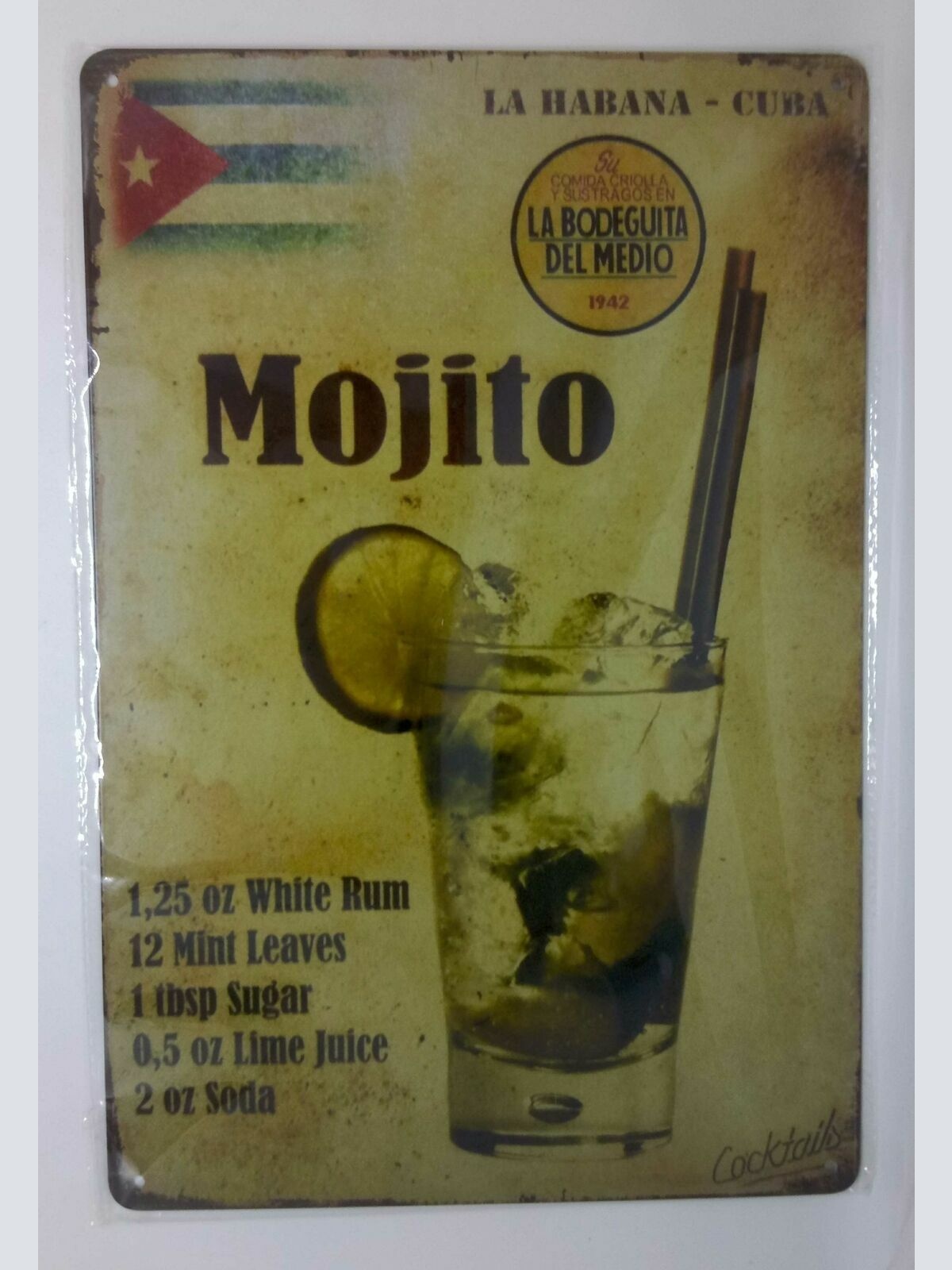 Nostalgie Retro Blechschild Cocktail Mojito recipe 30x20 50076