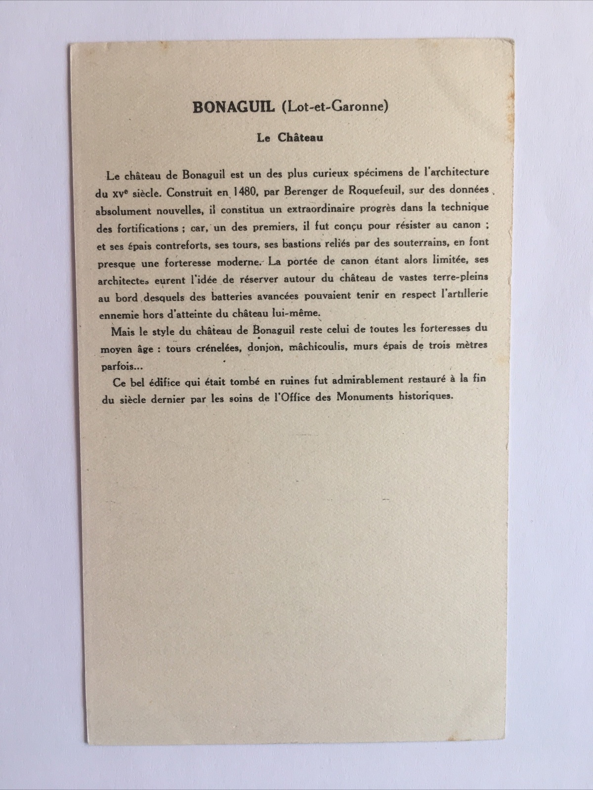 Bonaguil Le Chateau 85011 RE