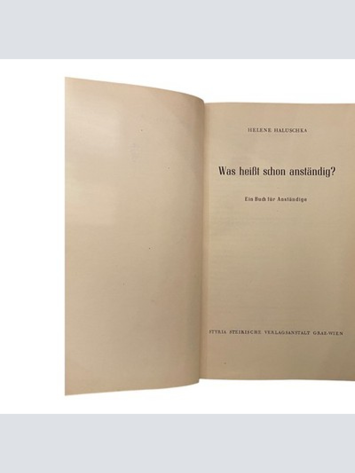 1046 Helene Haluschka WAS HEISST SCHON ANSTÄNDIG? Ein Buch für anständige HC