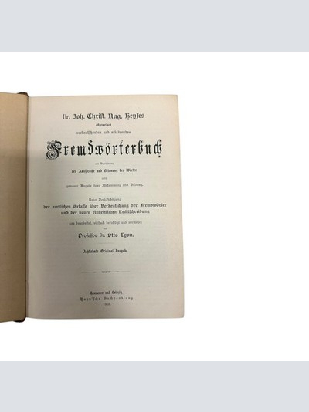 9453 Otto Lyon HEYSE'S FREMDWÖRTERBUCH HC