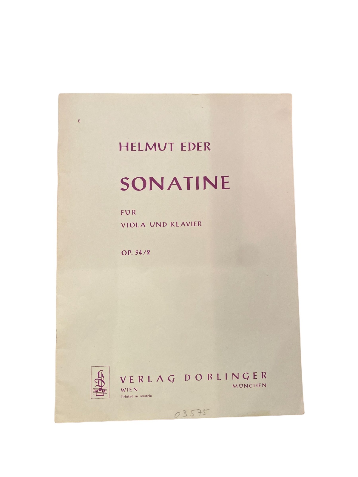 1932 Helmut Eder SONATINE für Viola und Klavier OP. 34/2