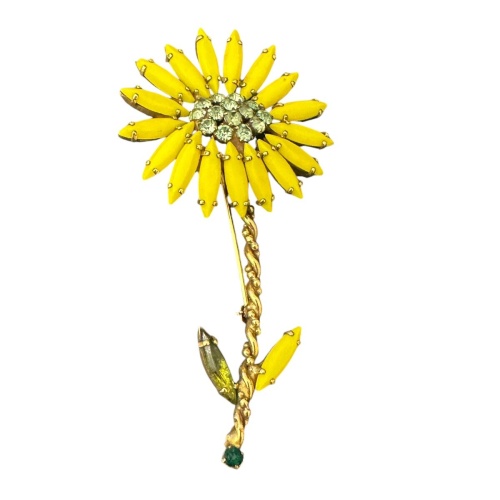 Vintage Brosche Albert Weiss USA um 1960 Strass 8.8 cm 65478