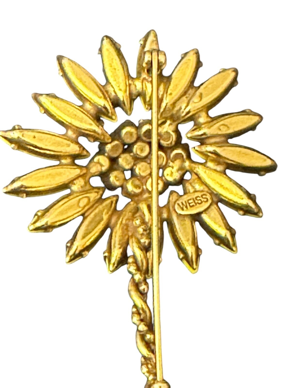 Vintage Brosche Albert Weiss USA um 1960 Strass 8.8 cm 65478