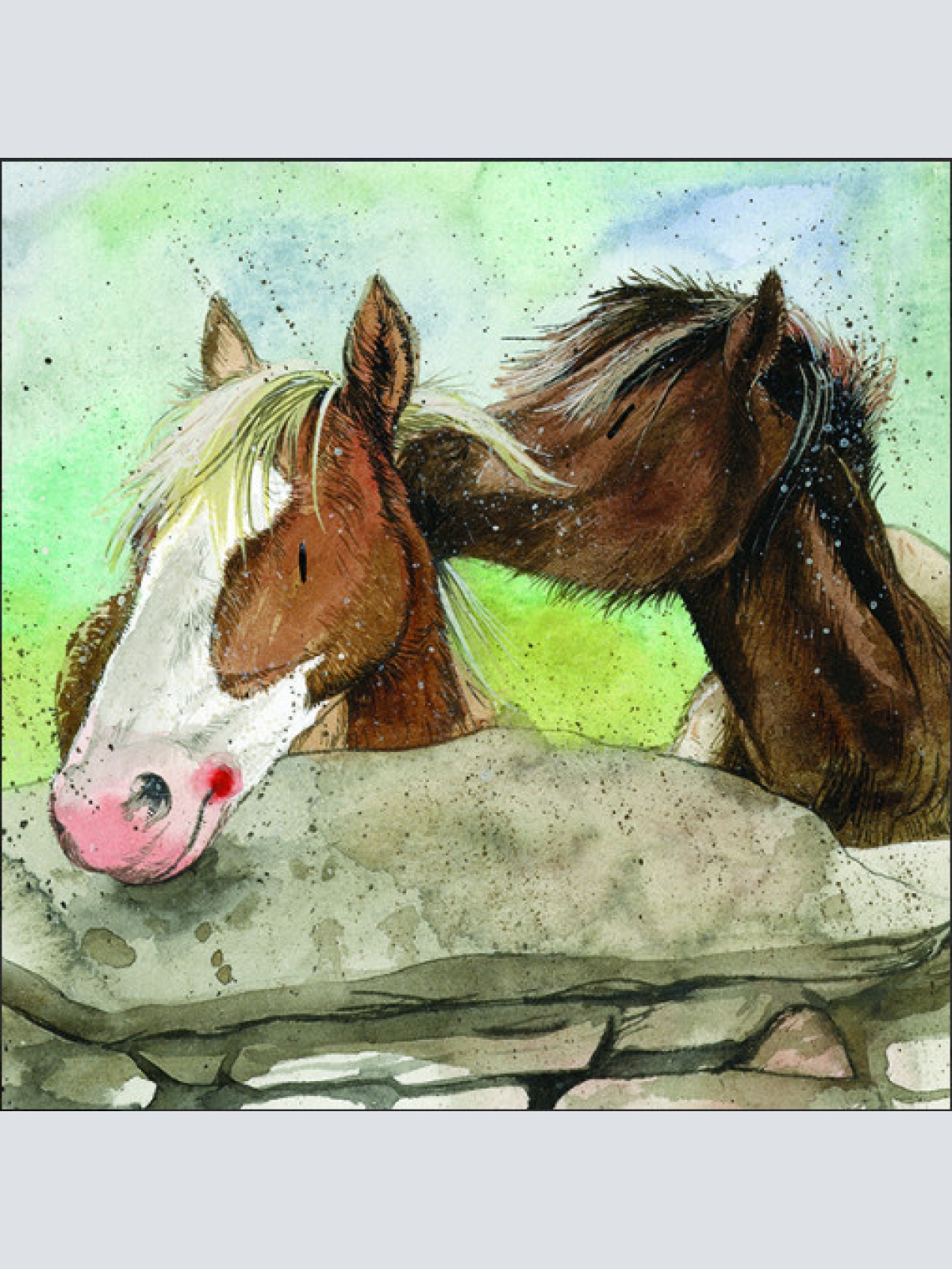 Alex Clark Karte Pferde Over the Wall Pferd   140x140 mm incl. Umschlag  0030