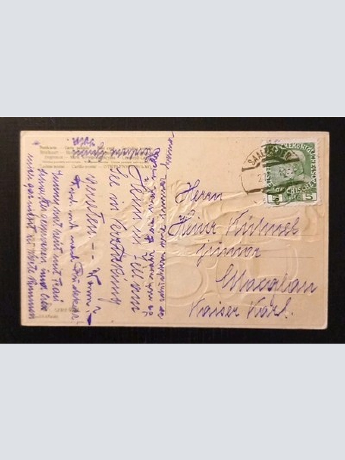 Prosit Neujahr Mann Im Anzug Und Brautstrauß Prägekarte Gr1 5566 J