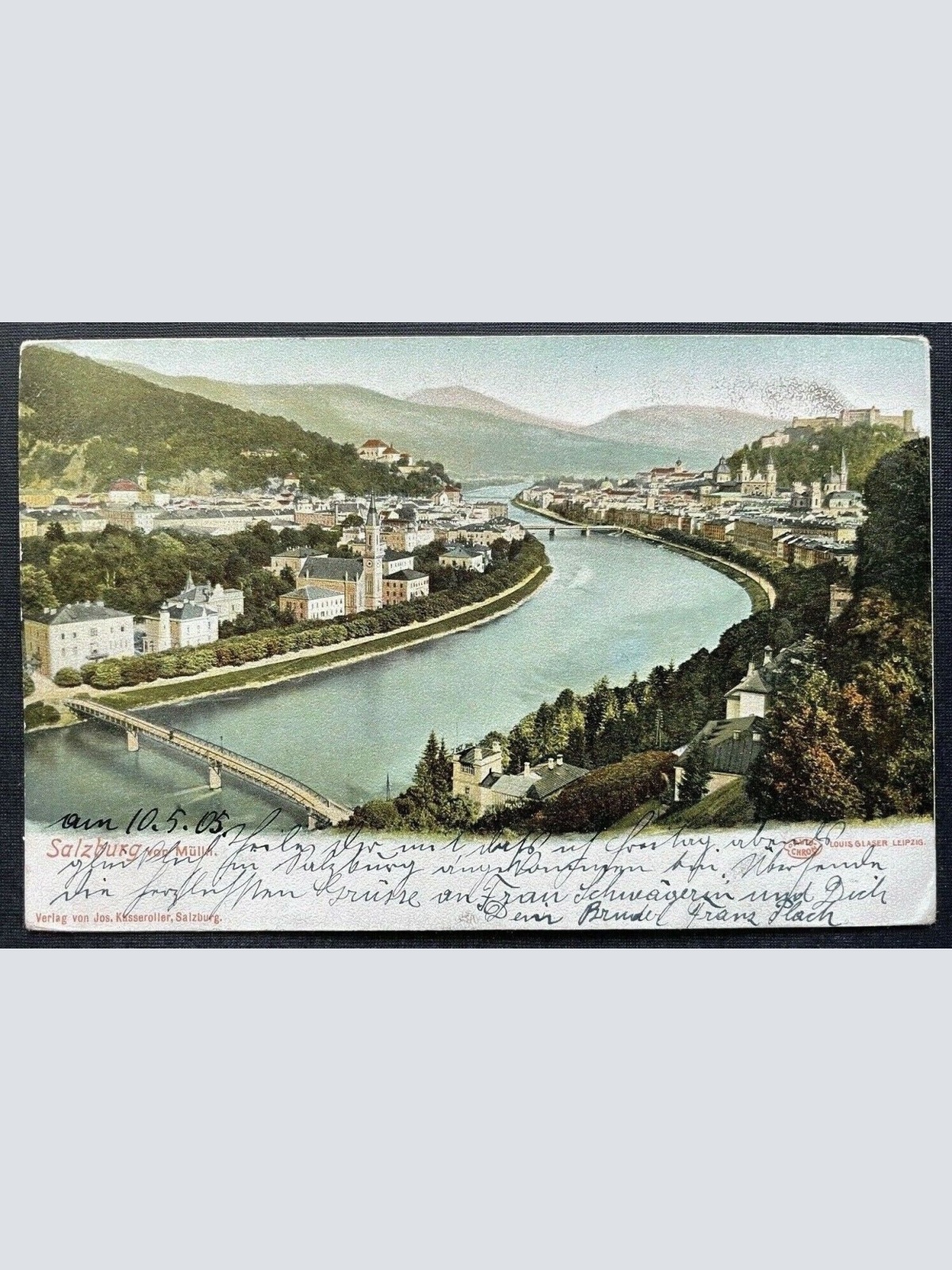 Salzburg von Mülln Salzach Fluss Brücke Festung Burg Kirche Österreich 410847 TH