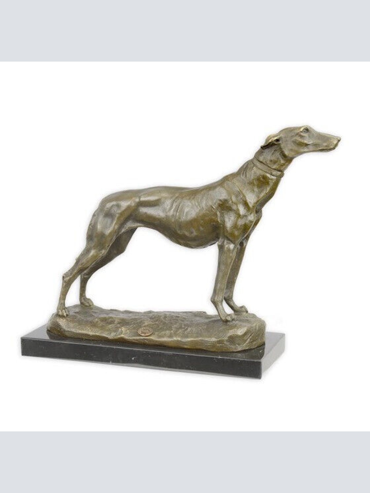 Bronze Skulptur auf Marmor Block Windhund H 24,5 NLVG-10