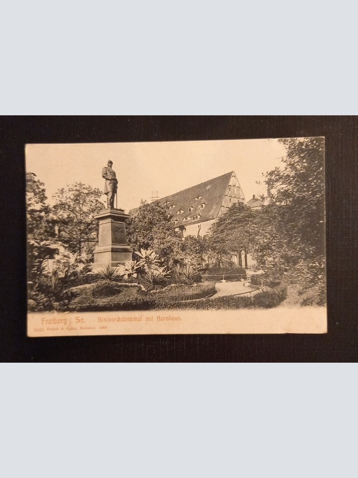 Freiberg Bismarckdenkmal Mit Rathaus 0137 Ga E