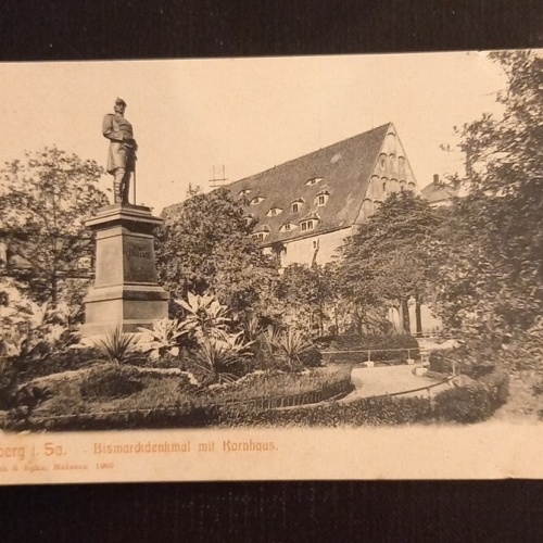 Freiberg Bismarckdenkmal Mit Rathaus 0137 Ga E