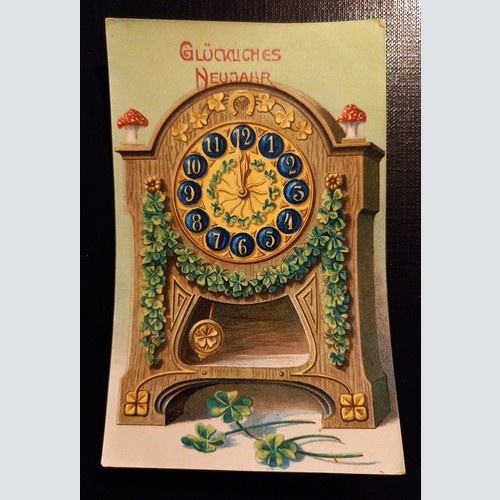 Glückliches Neujahr Uhr Pilze Klee 650443 Ga E