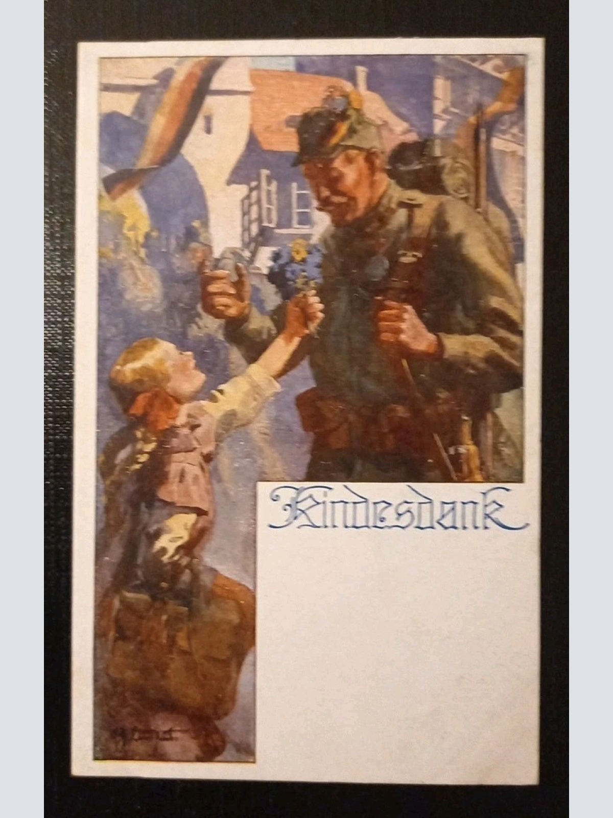 Künstlerkarte I WK Patriotika Kindesdank Soldat Mit Kleinen Mädchen E 410468