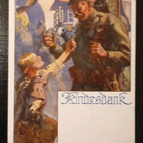 Künstlerkarte I WK Patriotika Kindesdank Soldat Mit Kleinen Mädchen E 410468