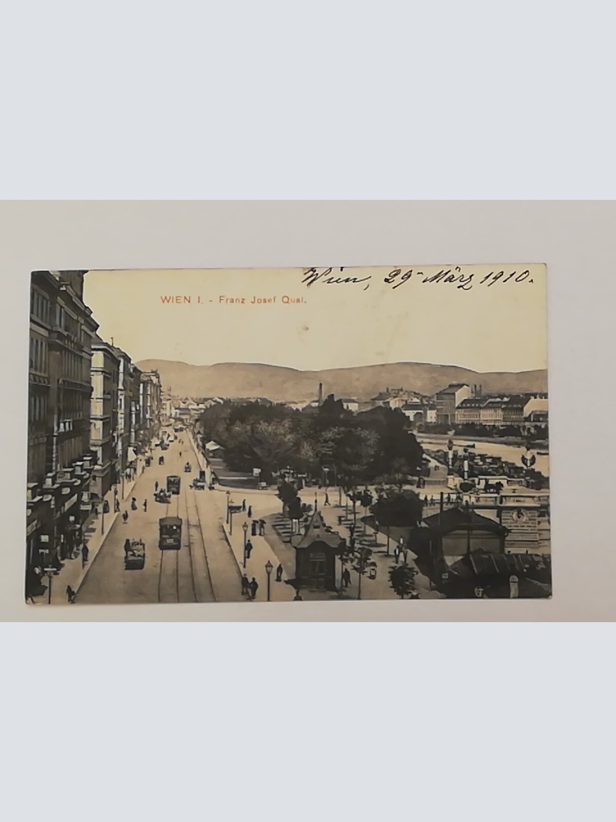 Wien I Franz Josef Quai Auto Wagen Pferde Tramway Schienen Vieh 600675A tl