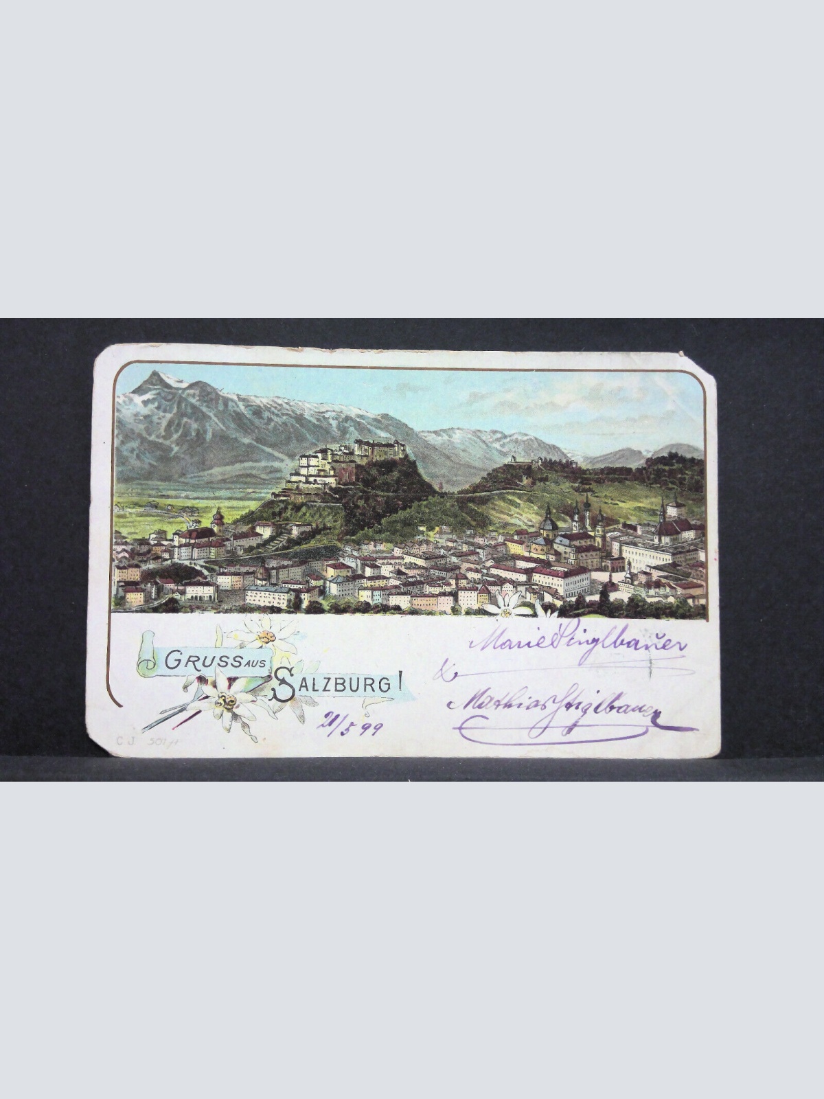 Gruss aus Salzburg Festung Hohensalzburg Zeichnung JW 272713