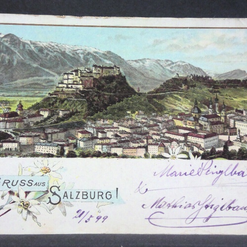 Gruss aus Salzburg Festung Hohensalzburg Zeichnung JW 272713