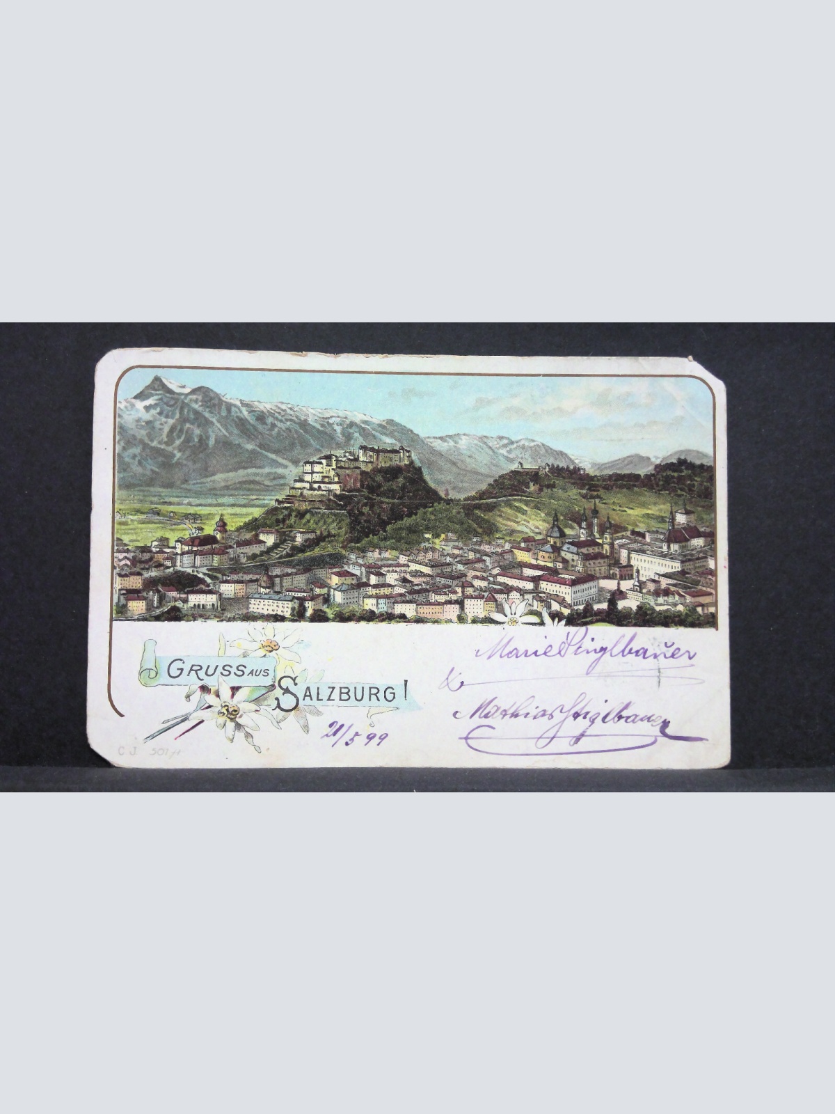 Gruss aus Salzburg Festung Hohensalzburg Zeichnung JW 272713