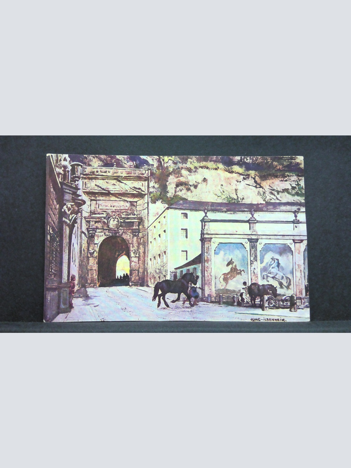 Salzburg Pferdeschwemme Künstlerkarte Jung Ilsenheim JW 2