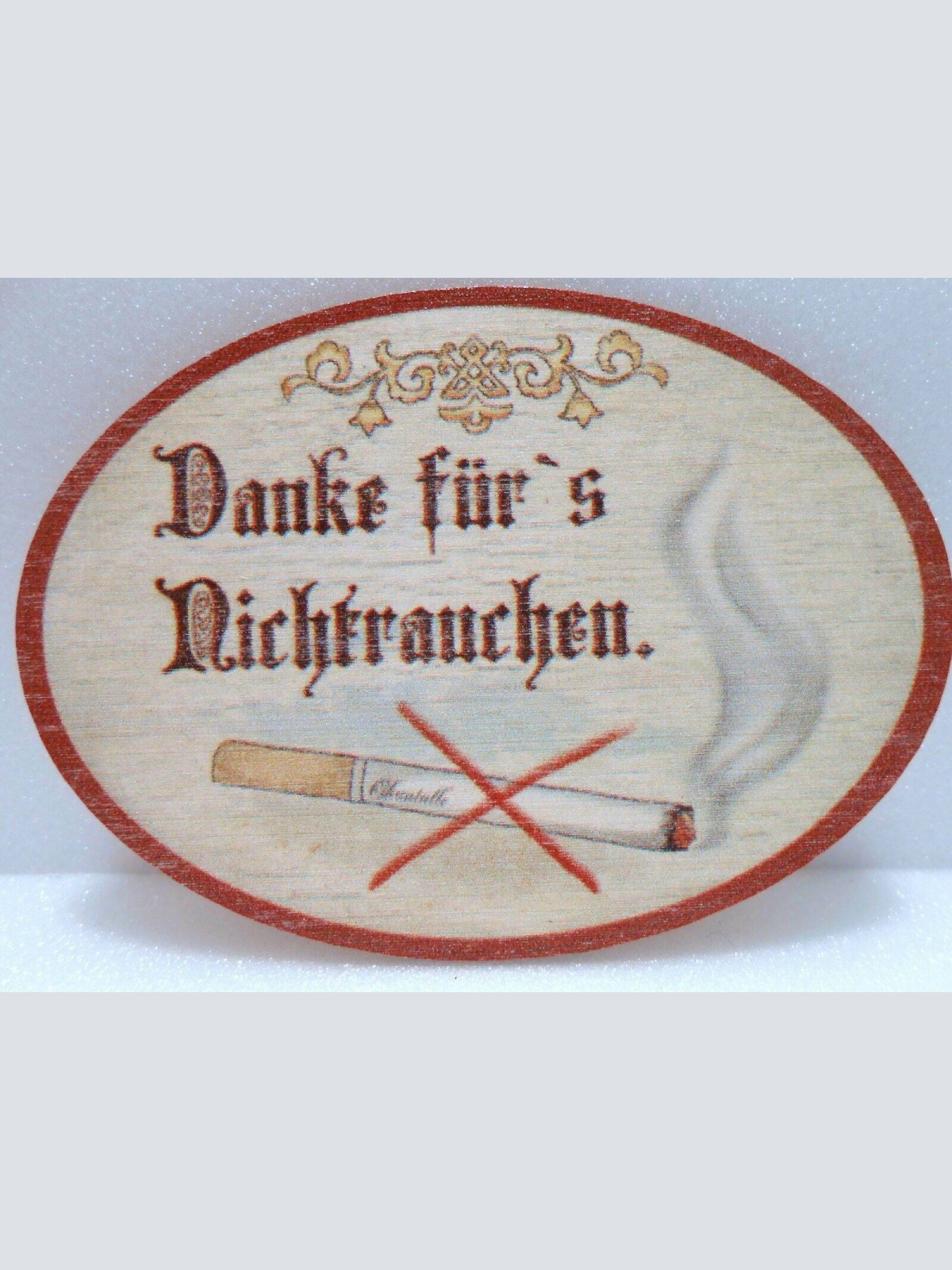 Nostalgie retro türschild nichtrauchen antik birkensperrholz oval 9x6,5cm