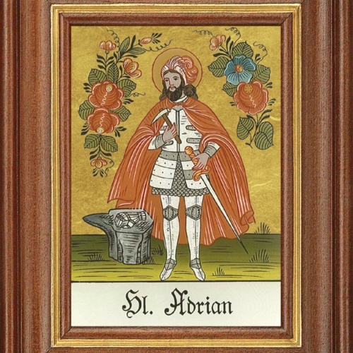 Hinterglasbild Heiliger Adrian Patronatsbild Taufe Namenspatron  12,7x16