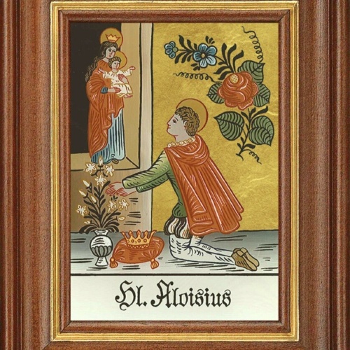 Hinterglasbild Heiliger Aloisius Patronatsbild Taufe Namenspatron  12,7x16