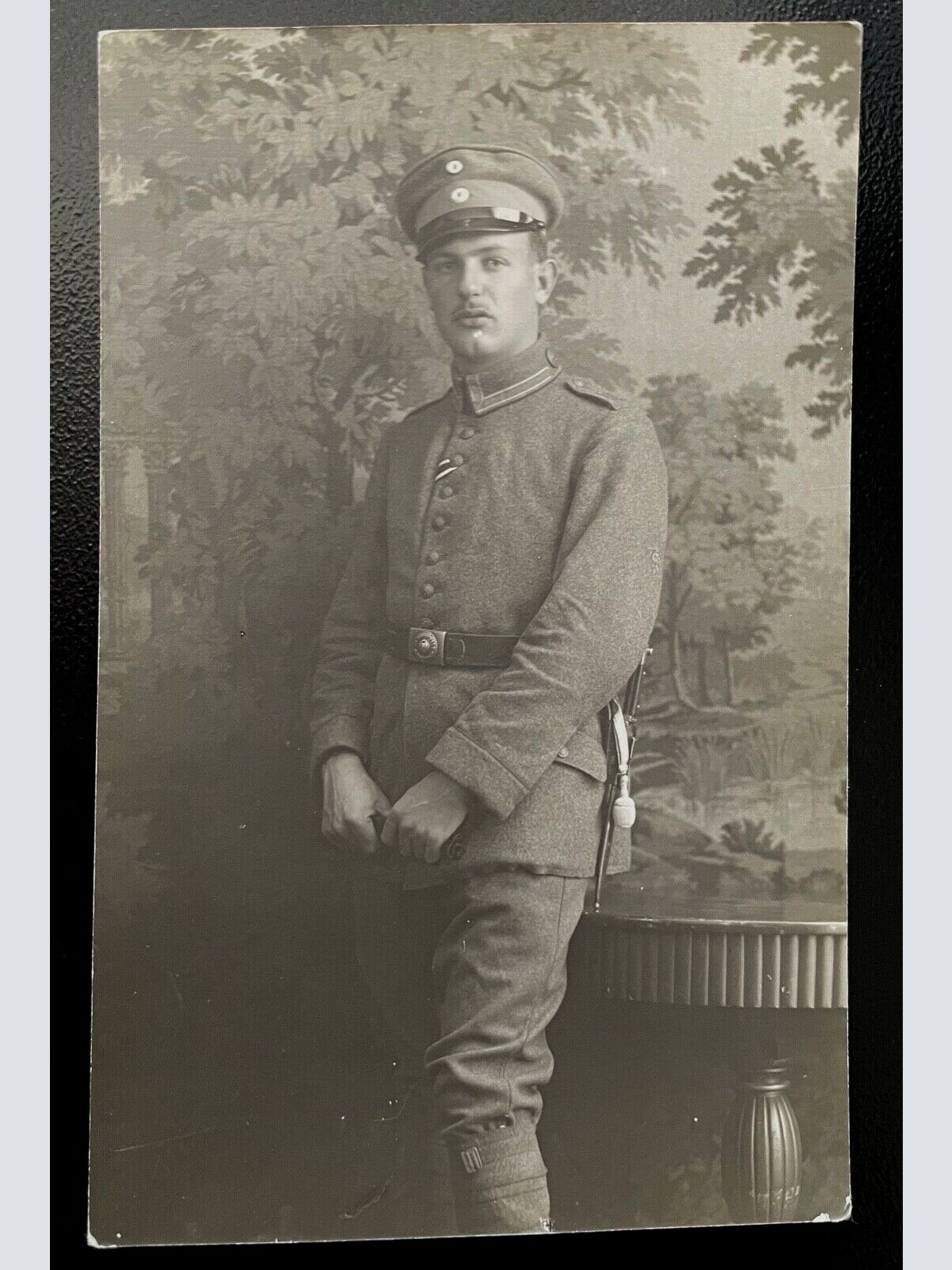 Porträt Soldat Uniform Schirmmütze Bart H.Trietz München Militär Krieg 402491 TH