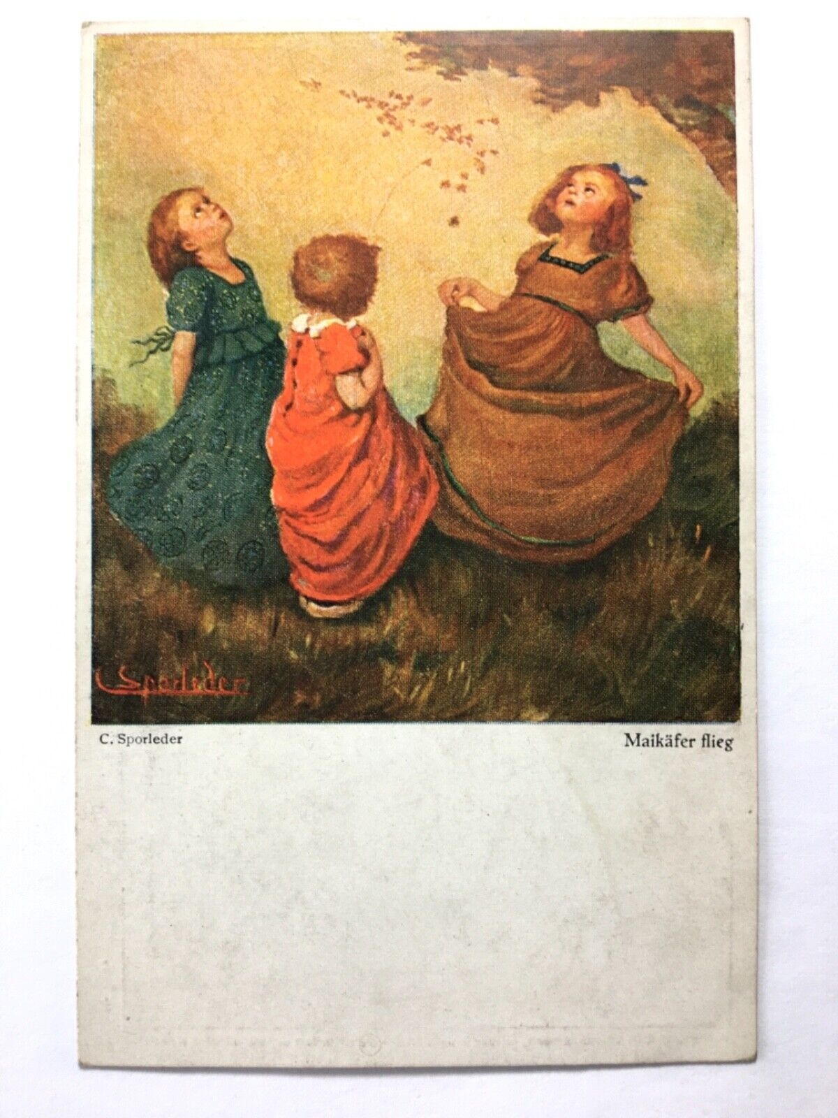 Maikäfer flieg (C.Sporleder) - Kinder beobachten Käfer - Künstlerkarte 40216 TH