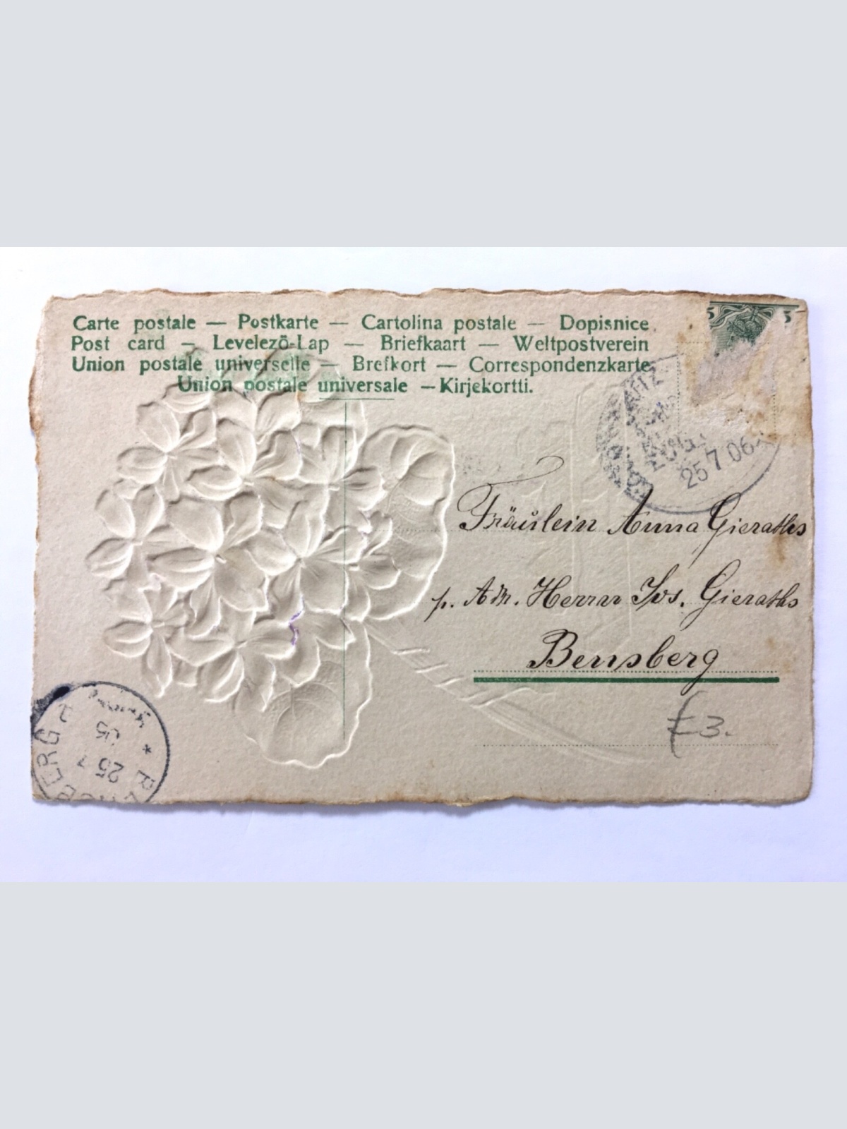 Herzlichen Glückwunsch - Hortensien - Prägung - Künstlerkarte 40219 TH