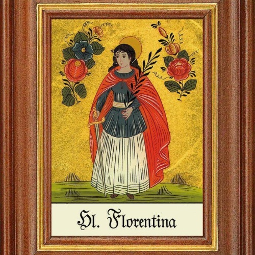 Hinterglasbild - heilige florentina - patronatsbild taufe namenspatron 12,7x16