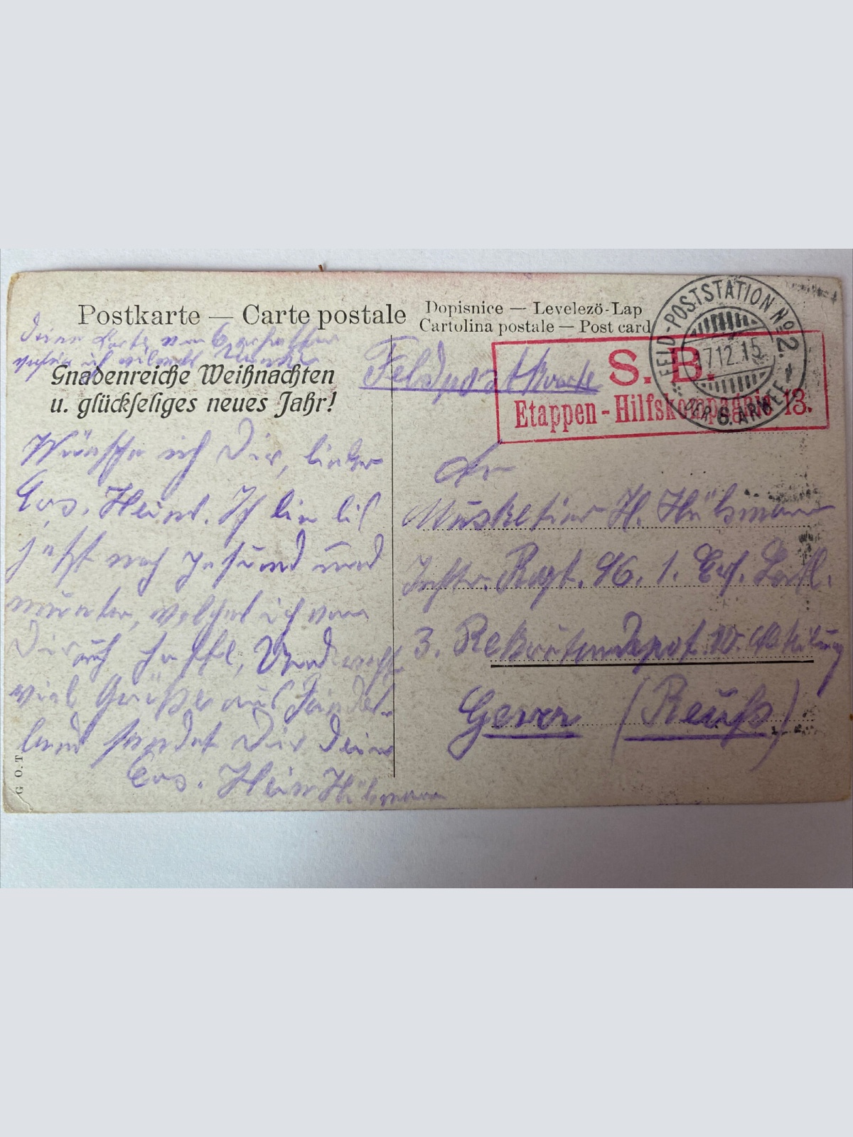 Weihnachtspostkarte, Engel, Glocke 410034 AH