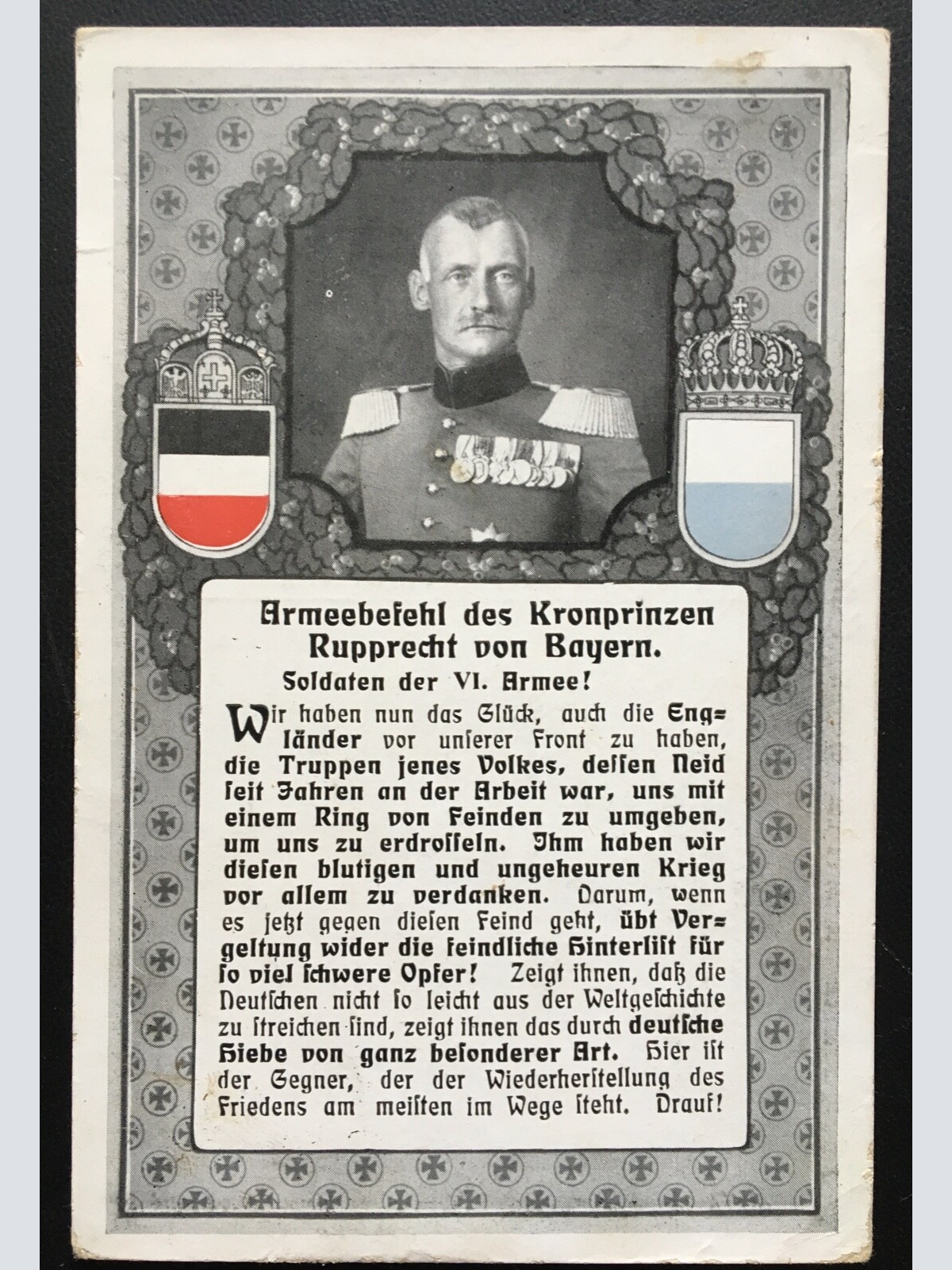 Armeebefehl d Kronprinzen Ruprecht v Bayern Soldaten Militär Krieg 400601 TH SH1