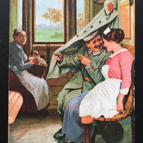 "Spionageabwehr" - Alte Frau beobachtet Paar - Soldaten Militär Krieg 400639 TH