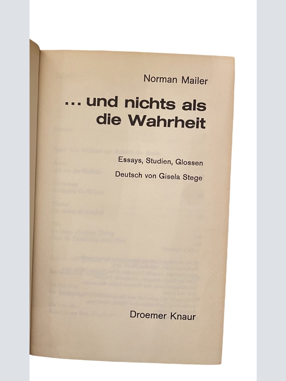 1108 Norman Mailer ...UND NICHTS ALS DIE WAHRHEIT Essays, Studien, Glossen HC