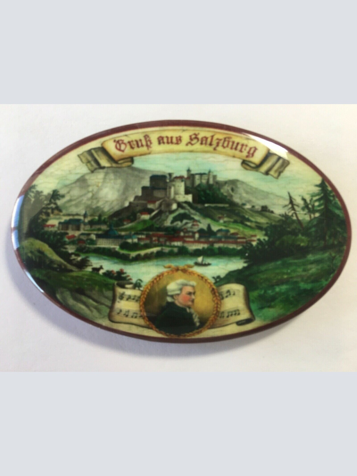 Nostalgie flaschenöffner magnet gruß aus salzburg festung mozart noten