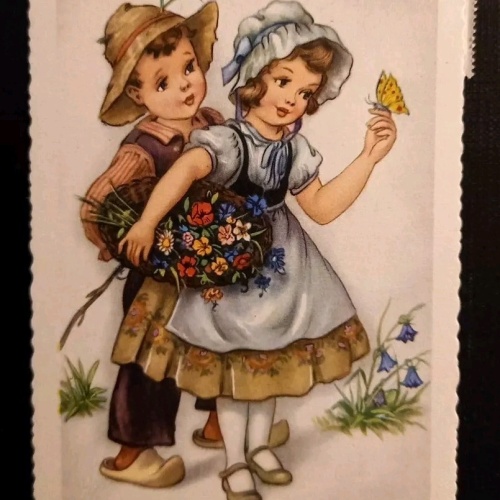 Glückwunsch Zum Namenstag Junge u. Mädchen Blumen u.Schmetterling 700127 gr I