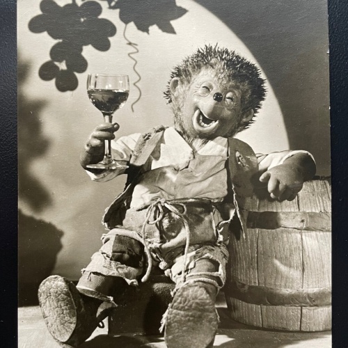 Mecki Igel Ich bin ein stiller Zecher Wein Glas Fass Puppe Hörzu Diehl 400608 TH