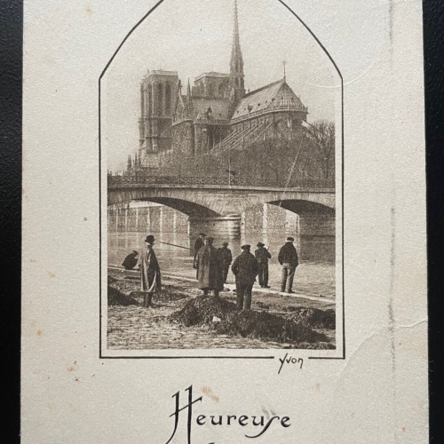 Heureuse année Frohes neues Jahr Notre Dame Kirche Paris Frankreich 400593 TH D