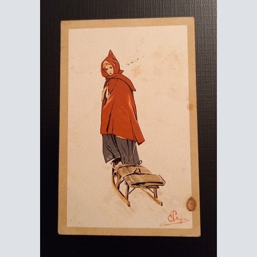 Carlo Pellegrini  Südtirol Frau Mit Schlitten 800056 Ga E