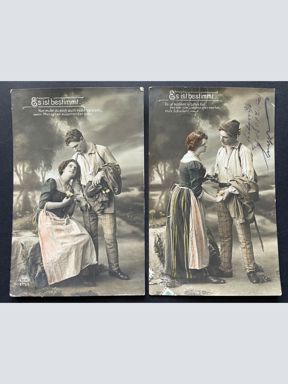 4er Set Es ist bestimmt Gedicht Mann Frau Paar Liebe Kleid Hut Tracht 400408 TH